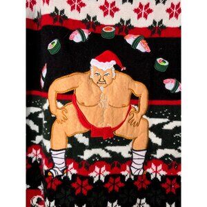 Sumo Santa Sushi Ugly Christmas Sweater Unisex XL Funny Novelty Holiday Pullover